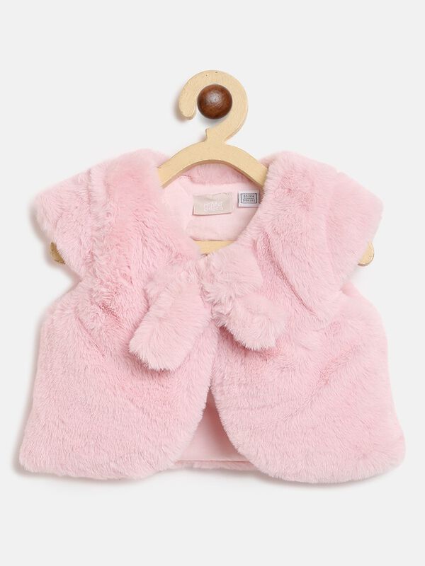 Faux Fur Sleeveless Jacket - White image number 0